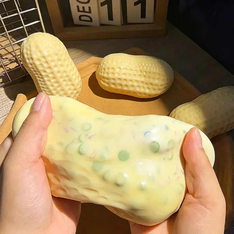 Crunchy Peanut Stress Ball Food-Shaped Squeeze Ball Squishy Toys ASMR Sensory Fidget Toys Recess Desk Toy Squeeze Stress Relief