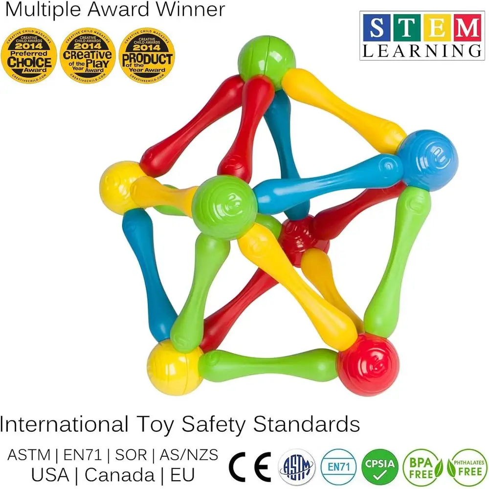 STEM Learning Ensemble de blocs de construction magnétiques de 40 pièces pour les tout-petits : puzzles 3D créatifs, couleurs et imagination pour les âges de 1 à 3 ans