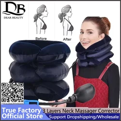 3 Layers Neck Massager Corrector Collar Relief Air Inflatable Cervical Vertebra Traction Soft Brace Pain Relief Pillow