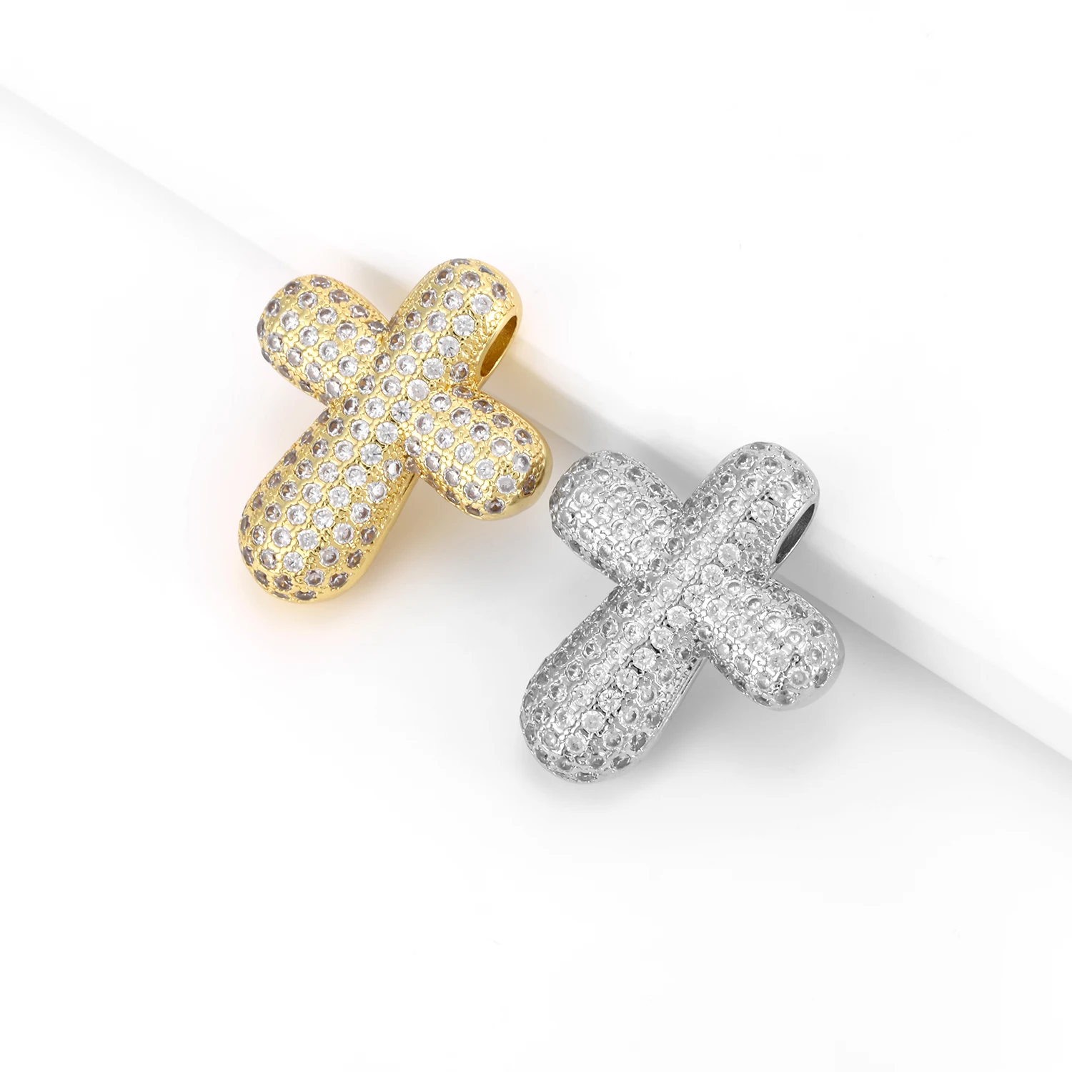 Elegant Fully Crystal Gold/Silver Cross Pendant Exquisite Copper Zircon Jewelry Necklace Bracelet Accessories Party Gifts Women