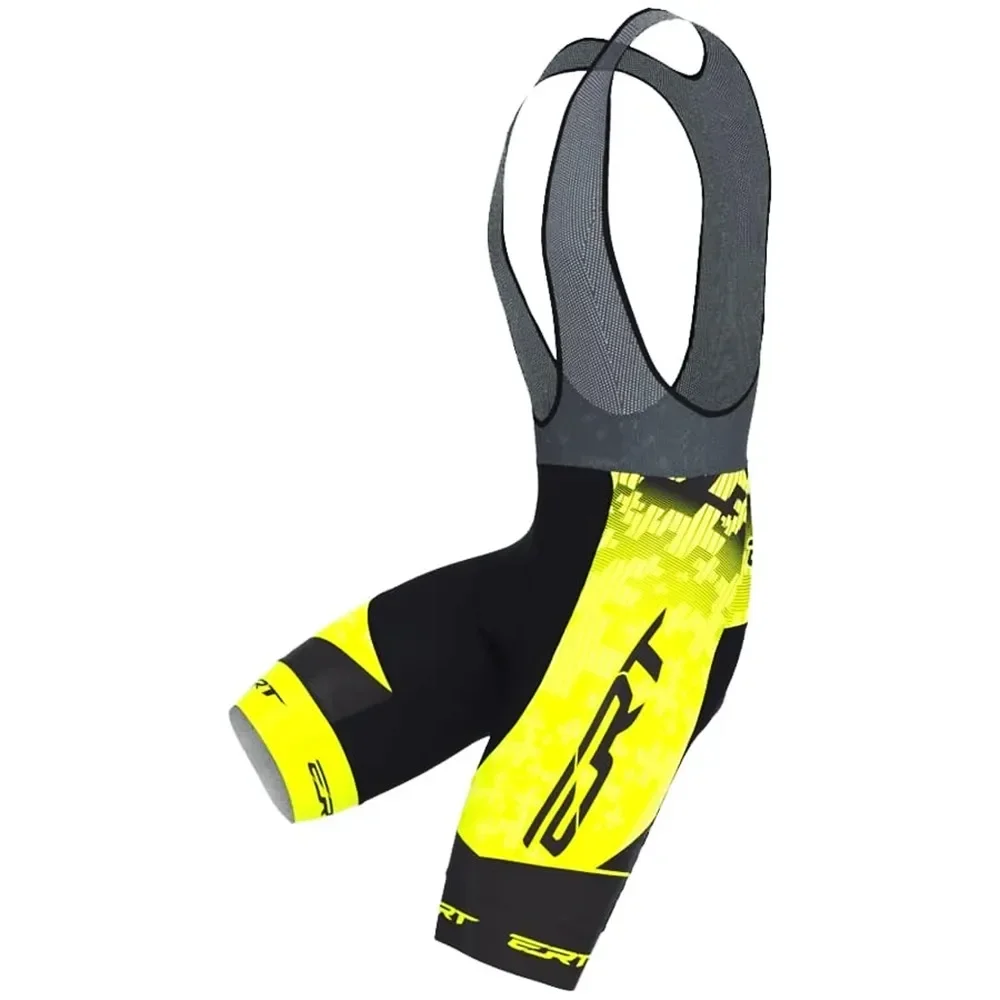 Image of Ert Cycle Sport Herren Schwarze Fahrrad-Trägerhose mit Gel-Polster, Radsport-Hose, Bretele Ciclismo Masculino, Bermuda Culotte Uniform