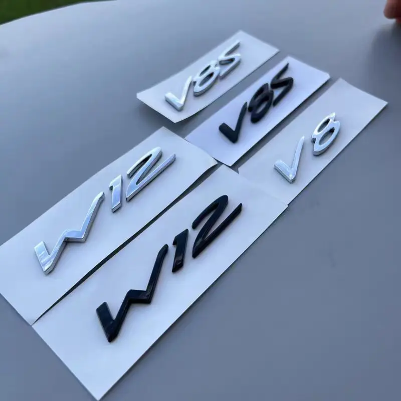 Car 3D V8 V8S W12 Logo Trunk Fender Body Badge Emblem Decals Sticker For Bentley Mulsanne Mulliner Speed Continental GT Bentayga