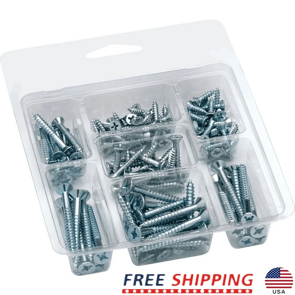 

Flat Head Wood Screw Assortment Steel Easy Install Value Pack Durable Hardware Ideal Toolbox Essential Various Projects