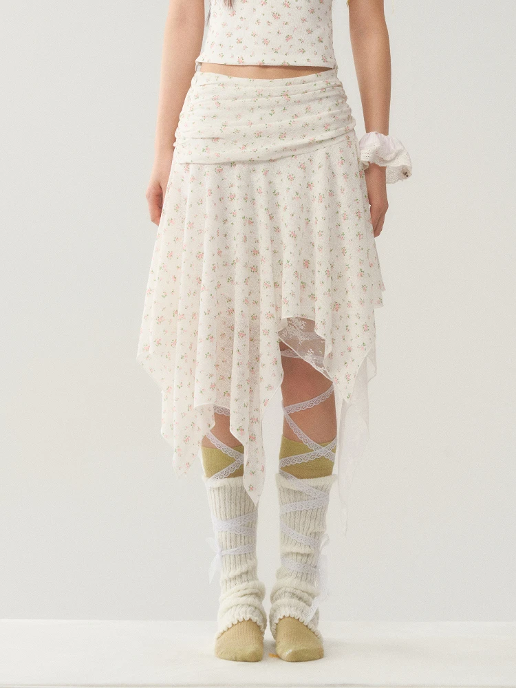 

Юбка Wedhub А-силуэта с нерегулярным цветочным принтом, женская летняя модель, модный дизайн, с завышенной талией, облегающая, миди, для повседневной носки