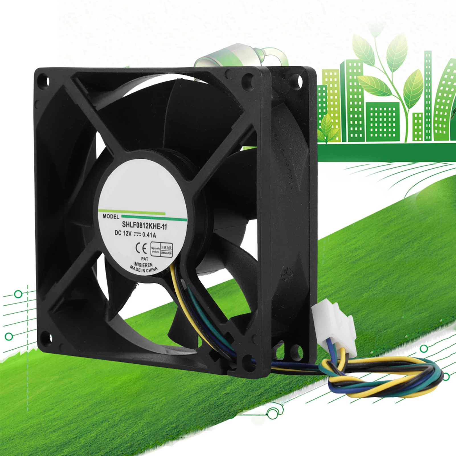 Chassis Cooling Fan Cooler SHLF0812KHE-11 DC12V 0.41A 8CM 4Pin PWM Temperature Control Chassis Cooling Fan Cooler Cooling Fan