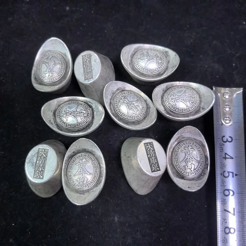 Antique Crafts Treasury Ingot Qing Dynasty Gold 0.05kg Silver Yuanbao
