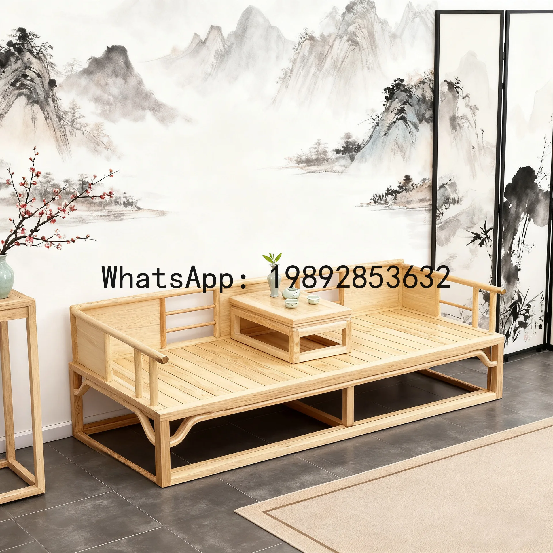 Hys new chinese style push-pull arhat bed white ash solid wood small apartment for homesofa