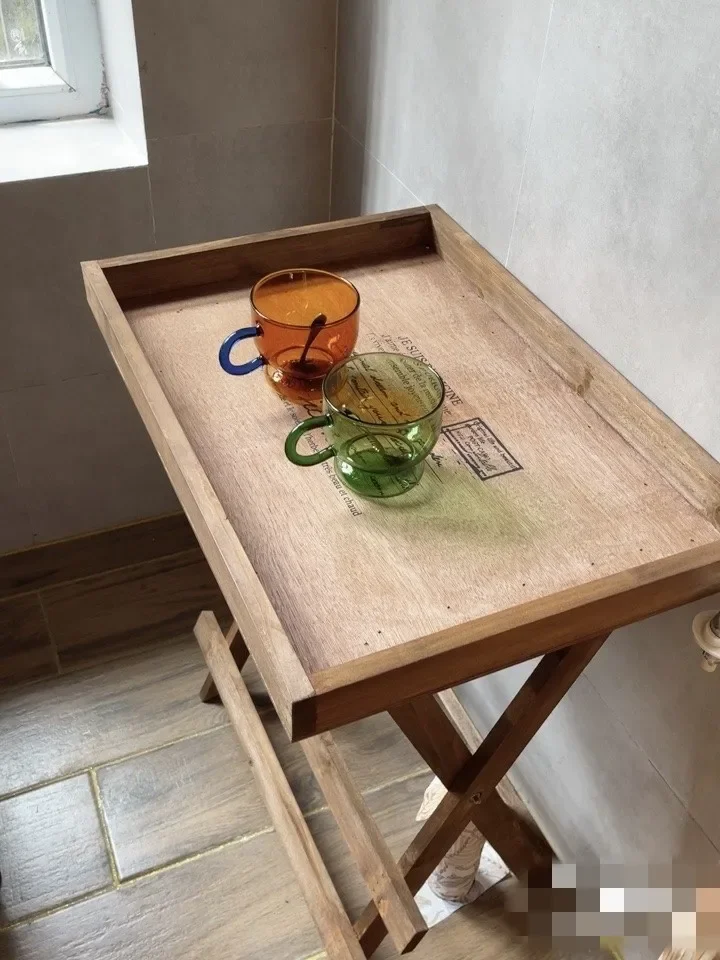 Складная стойка для хранения в сельском стиле ретро, журнальный столик, деревянный подвижный кронштейн, балконная деревянная подставка для цветов