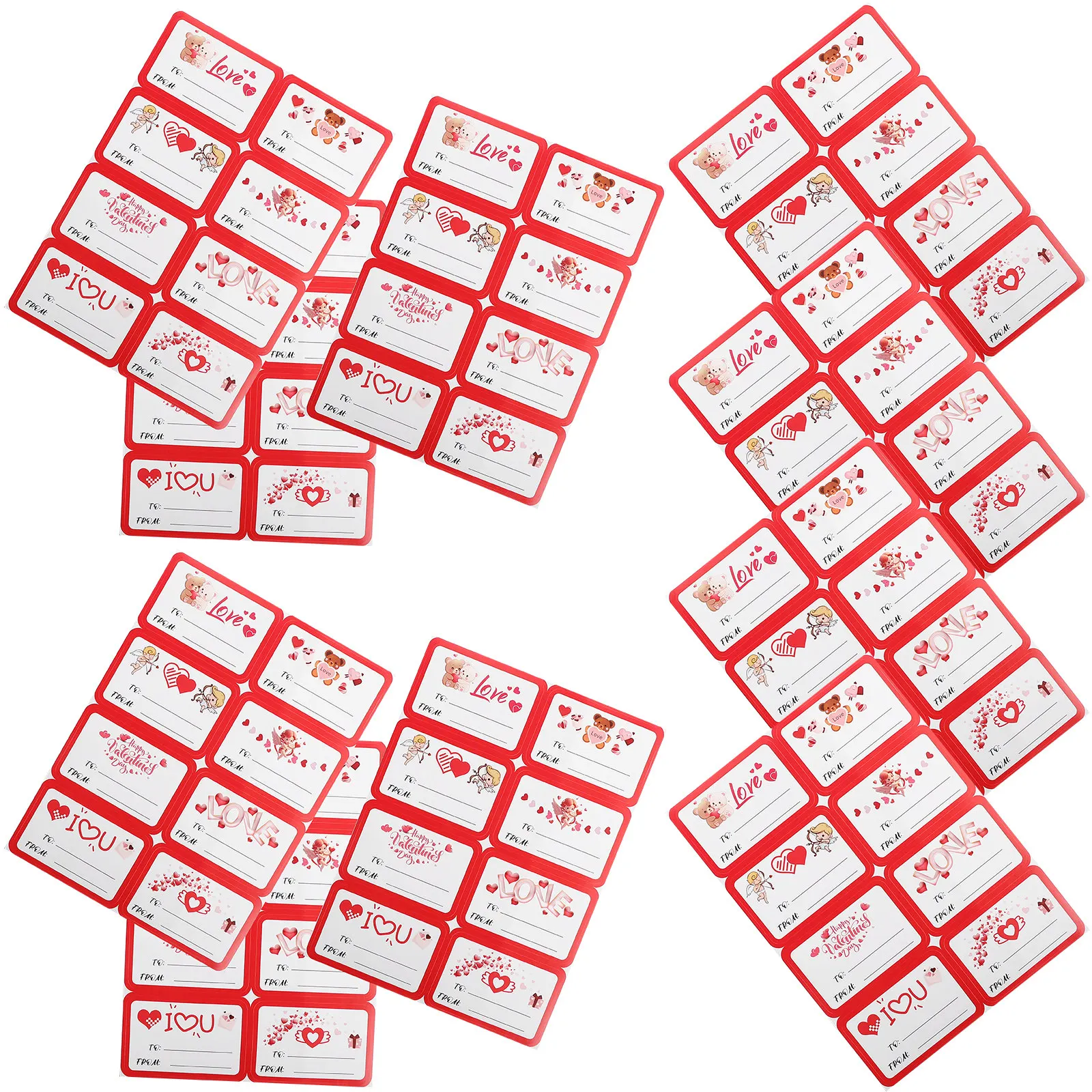 

10pcs Valentine Stickers Red Kraft Framed Labels for Party Favors Tags Bulk Goodies Bag Seals Envelope Name Sticker Child