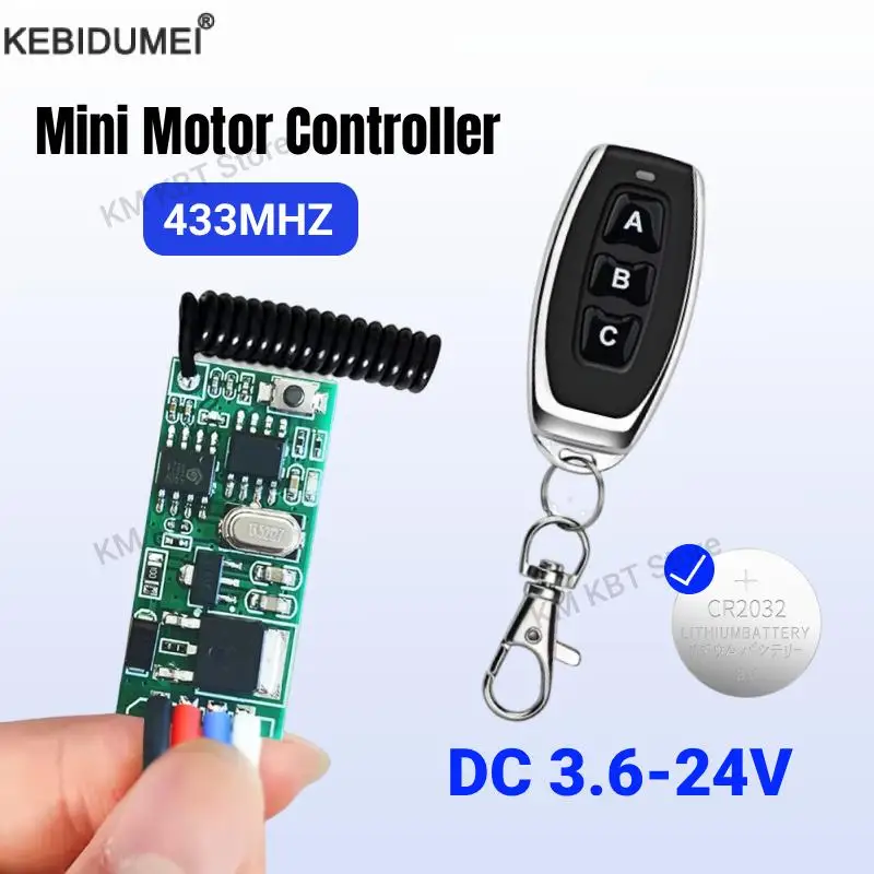 433 ميجا هرتز محرك صغير التحكم عن بعد التبديل تيار مستمر 6 فولت 12 فولت 18 فولت 24 فولت وحدة التتابع التبديل اللاسلكي للمحرك إلى الأمام عكس توقف/DIY