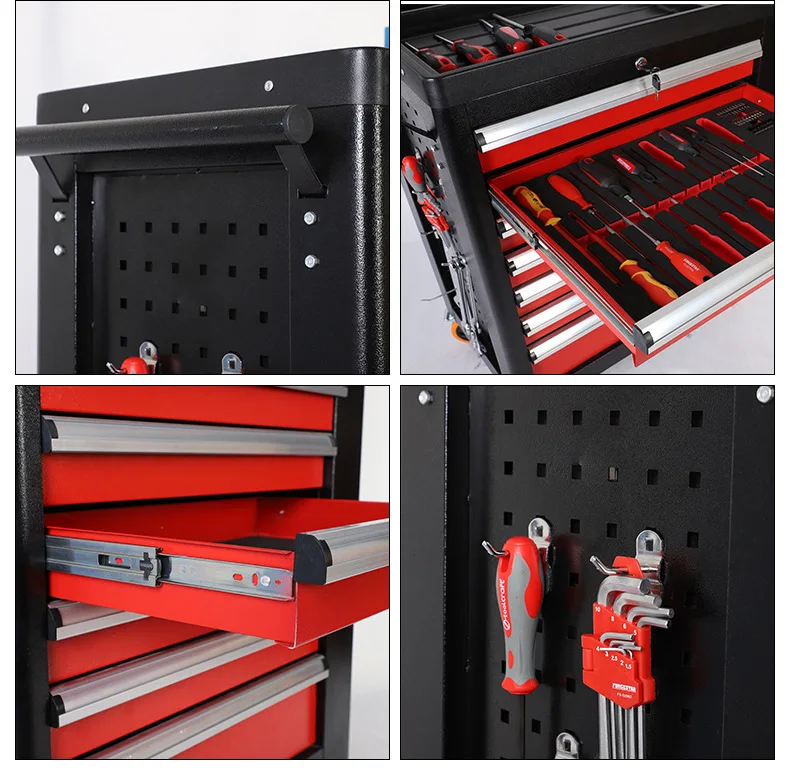 369 Pcs Steel 7 Drawers Tool Box Roller Cabinet Workshop Garage Rolling Tool Cabinet Trolley With Tools