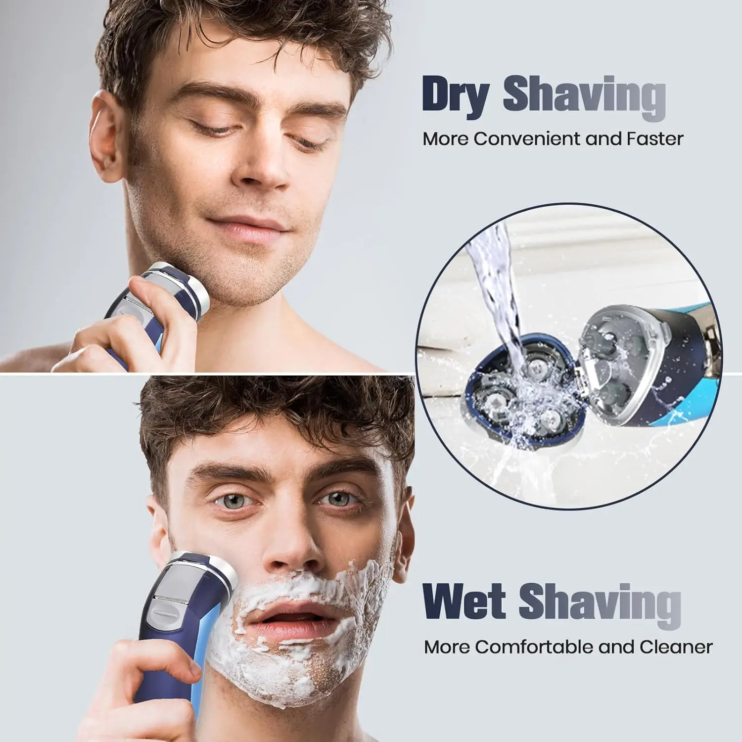 Sweker Electric Shaver for Men IPX7 Washable Pop-Up Trimmer 360° Floating Head Type-C Fast Charging LED Display Shaving Machine