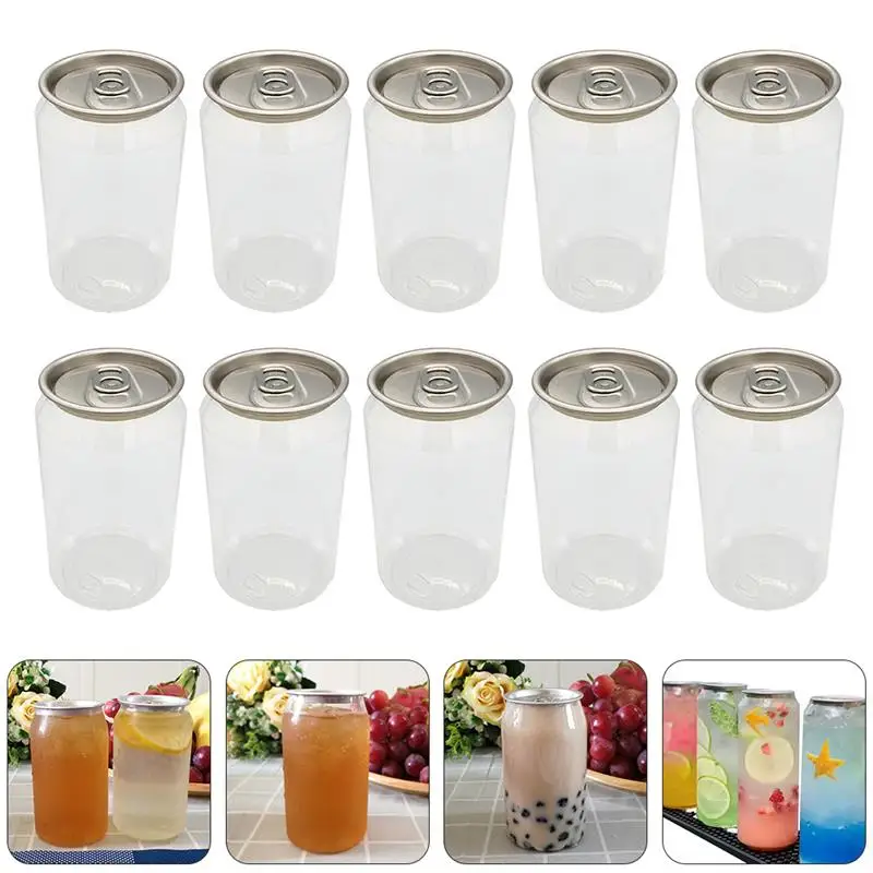 

10PCS Food Containers PET Bottle Disposable Juice Bottles Juice Can Beverage Storage Container Empty Bottles Cold NEW 330ml