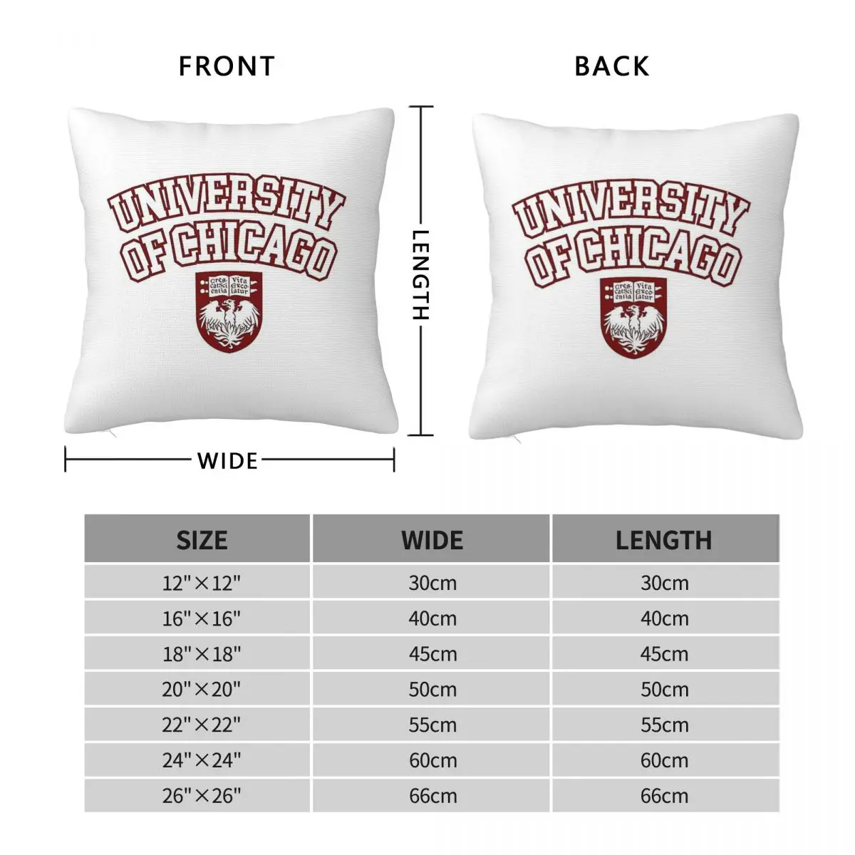 University Of Chicago Square Pillowcase Polyester Linen Velvet Creative Decorative Throw Pillow Case Sofa Seater Cushion Cover