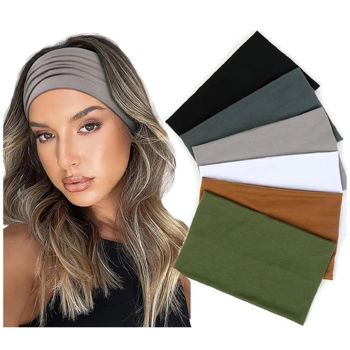 Diademas extraanchas para mujer, diademas elásticas, diademas bohemias, banda para el cabello para mujer, turbante, accesorios para el cabello para entrenamiento