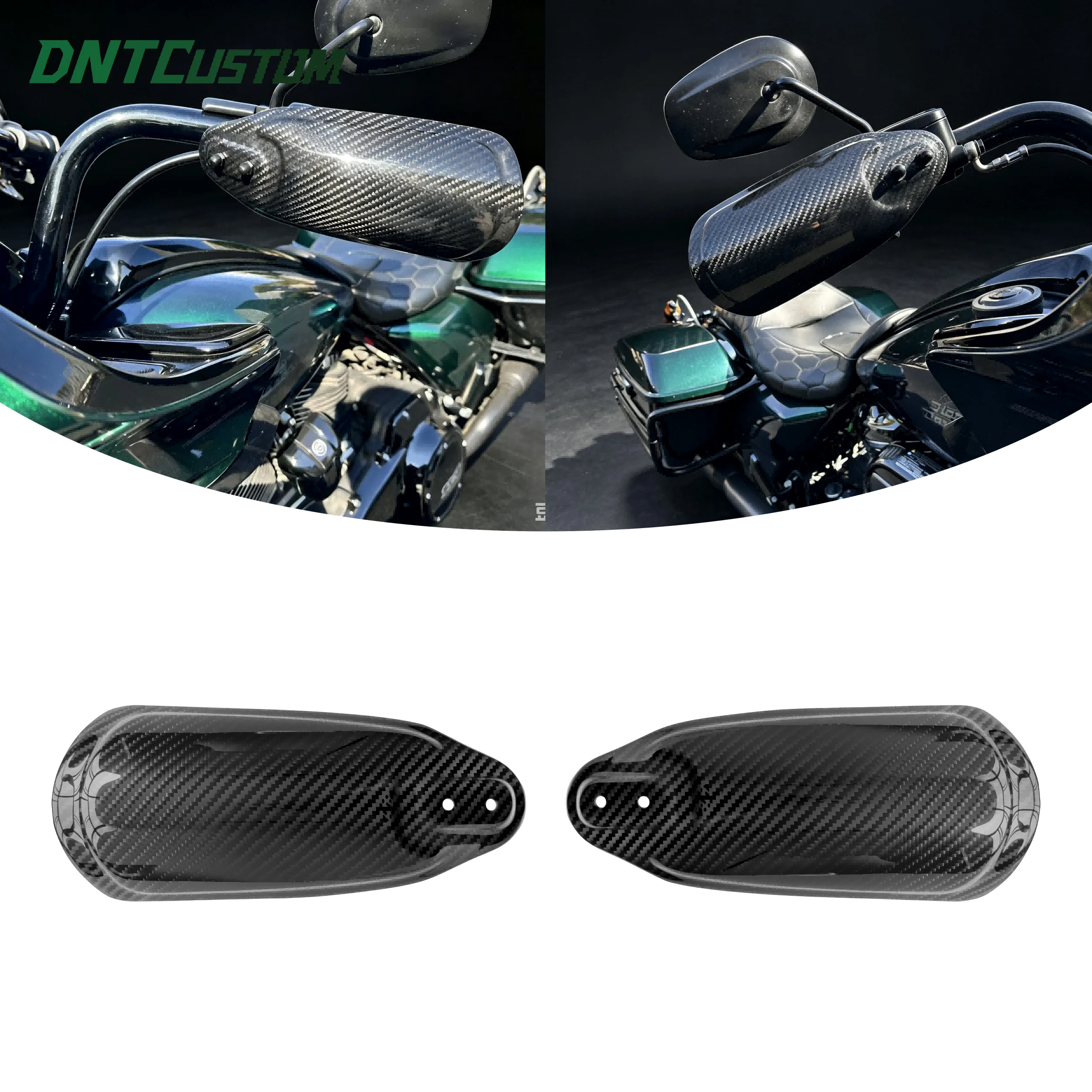 DNTCUSTOM 3K Real Carbon Fiber Motorcycle Hand Guard Wind Deflector Handlebar Protector for Harley Softail Street Bob(FXBB)18-20