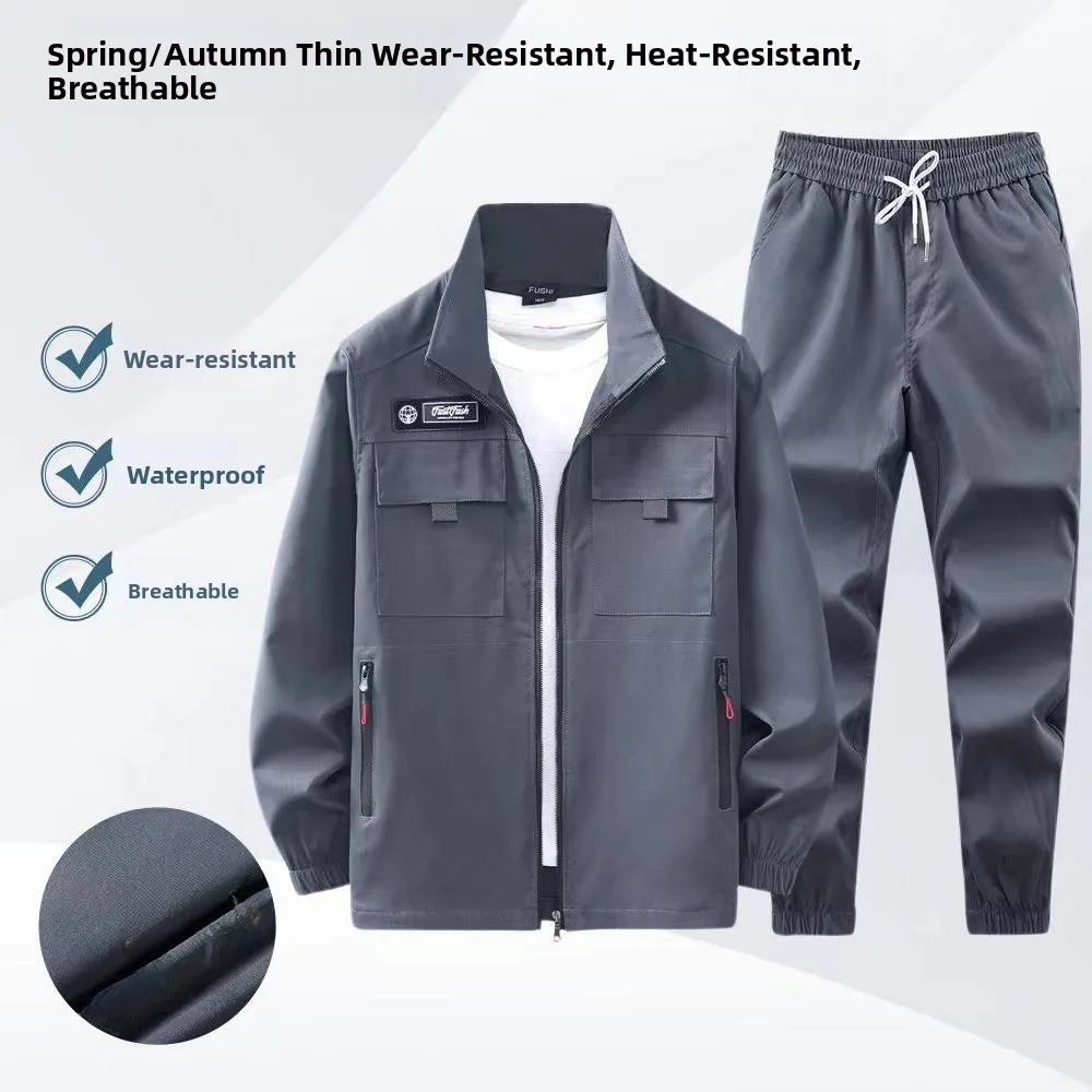

Men's Camouflage Work orm Set Spring Autumn Wear Resistant Dirt Proof Construction Site Auile Repair Labor Protectio...