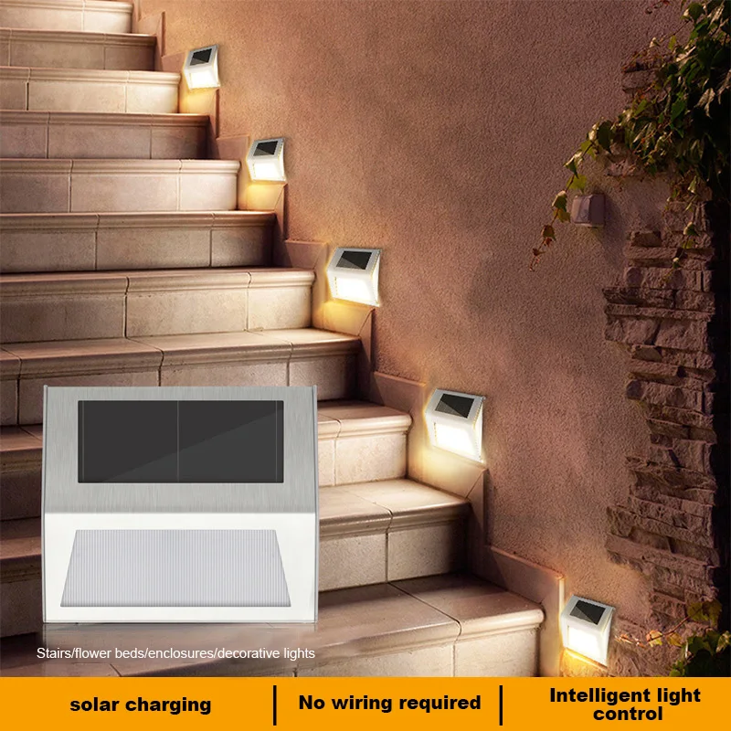 Outdoor Solar LED Wall Light Waterproof Sunlight Garden Decoration Street Lights Path Home Garden White/warm Light Apply Lamp