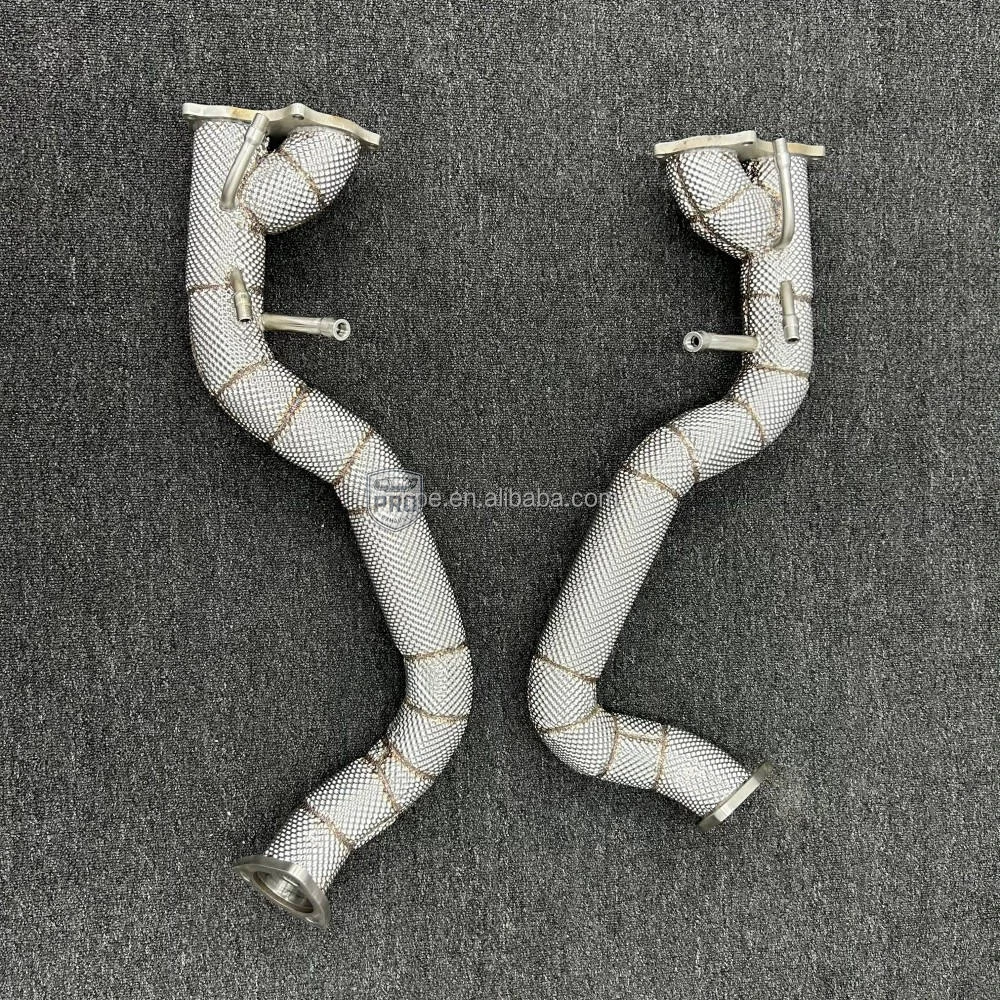PRO High Flow Downpipe Exhaust for Porsche 718 GT4 GTS 4.0 2020+ SS304 Stainless Steel with Heat Shield