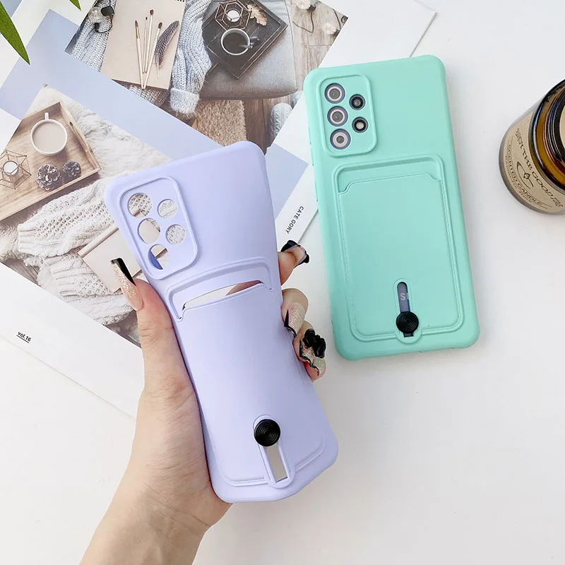 For Redmi Note 9 Candy Color Silicone Wallet Phone Case For Redmi Note 9 Pro Note 9S Card Holder Slot Protective Cover