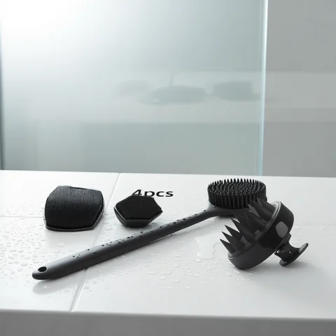 4PCS Set Silicone Body Scrubber Soft Exfoliating Brush for Face Gentle Shower Massage and Skin Cleansing Bathroom Accessories