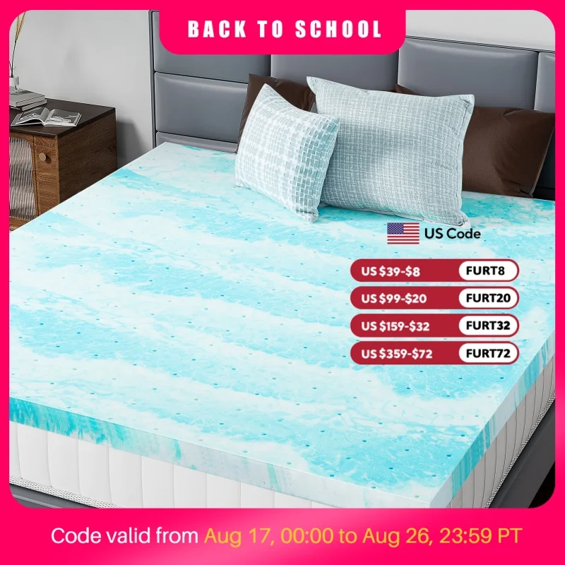 MCQ 2 Inch Soft Bed Mattress Full Size Memory Foam Gel Breathable Cooling Mattress Soft Bed Topper Home Bedroom Furniture