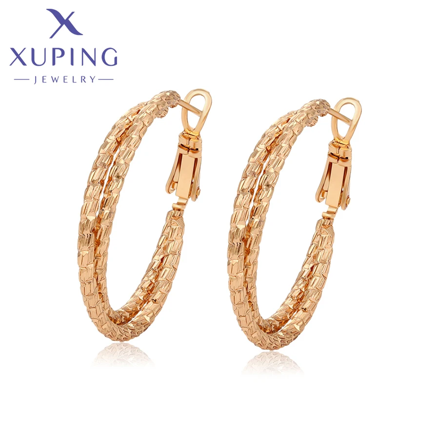 Xuping Jewelry New Arrival Fashion Simple Gold Color Huggies Earrings for Women Girl Party Gift X001008404