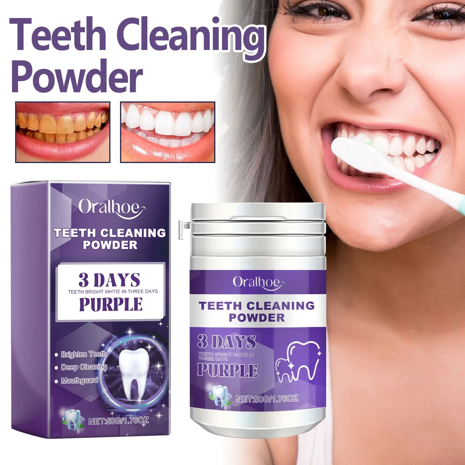 Teeth Whitening Powder Has A Whitening Effect,Which Is Effective For Deep Stains And Can Quickly Bleach Teeth Cleaning Powder