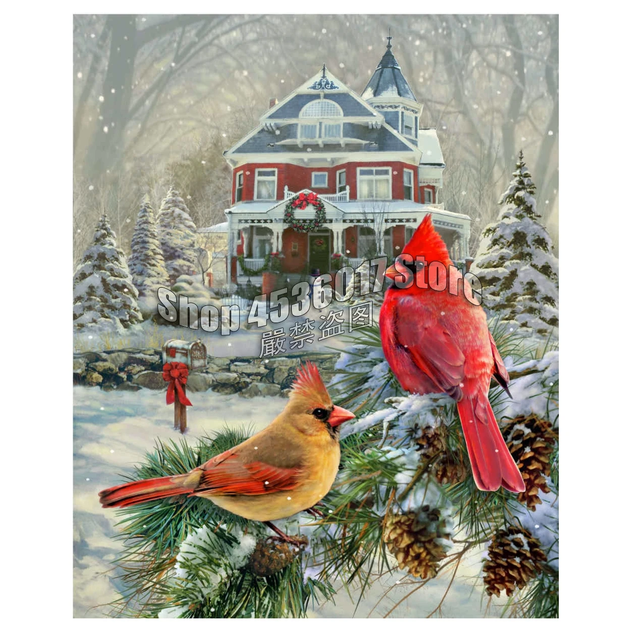 Winter Full 5D DIY Diamond Painting Cardinal Diamond Embroidery Cross stitch kits Mosaic Home Decor Christmas gift ダイヤモンドアート