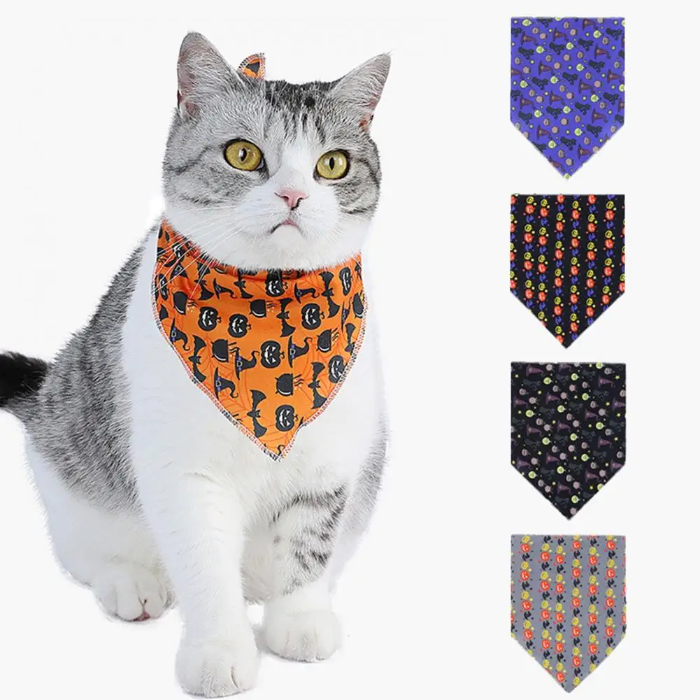 

Pet Triangle Towel Halloween Pumpkin Pattern Dog Bandana No Deformation Cat Puppy Kerchief Comfortable Triangle Towel