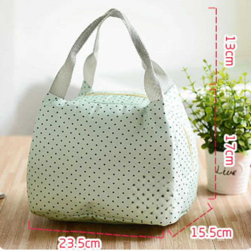 Portable Lunch Bag Tote Pink Cherry Insulated Cooler Zipper Organizer Lunch Box Oxford Fabric Zipper Outdoor Picnic Bag