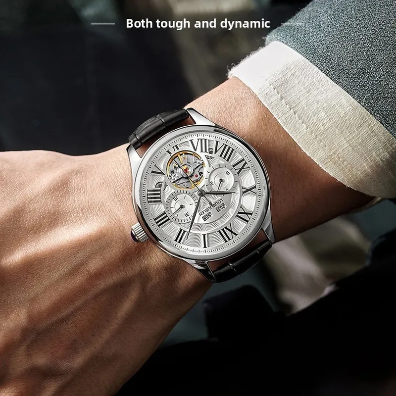 New Arrival Yearly Calendar Mechanical Watch for Men Date Display Automatic Self-Winding Luxury Wristwatch