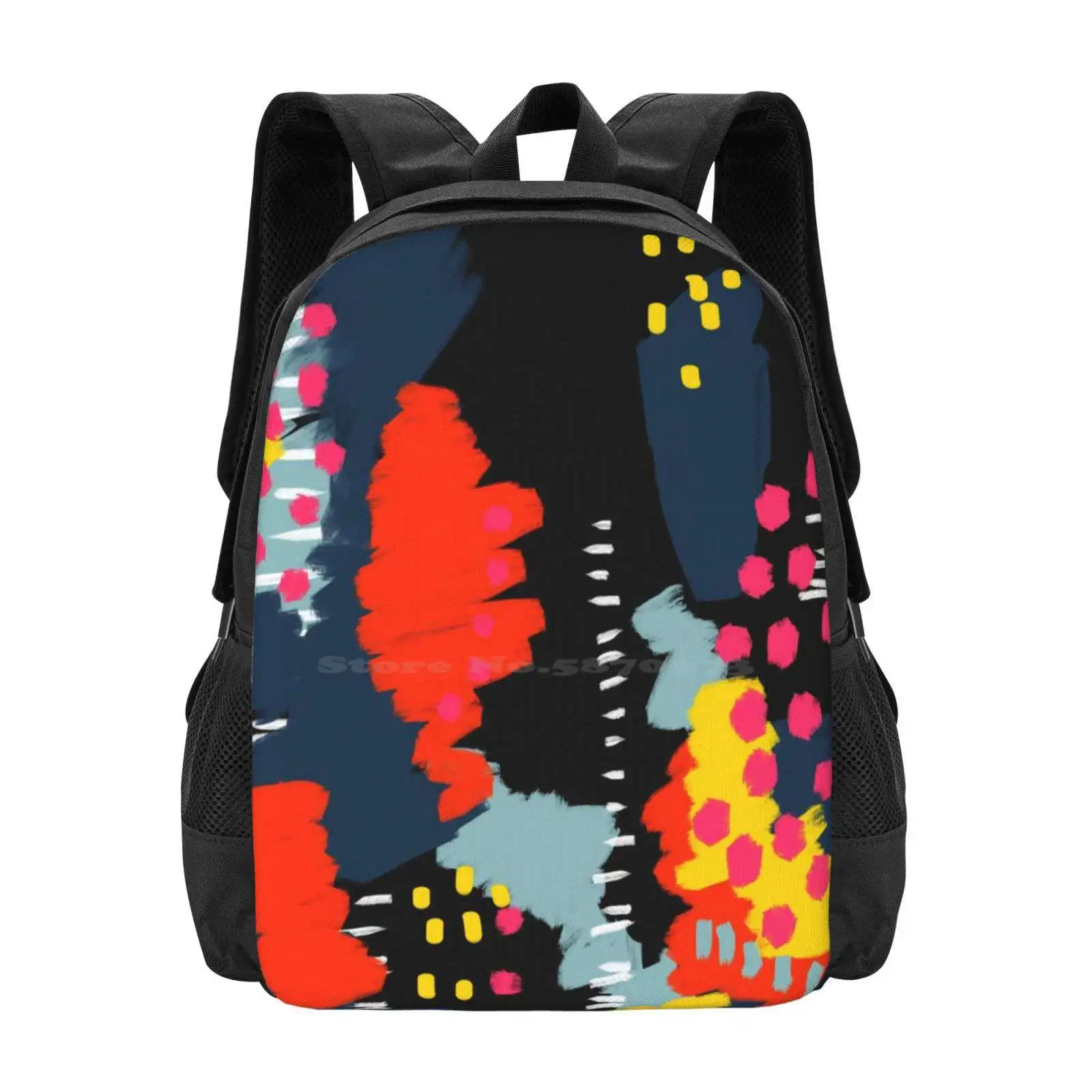 Dark Side Teen College Student Backpack Pattern Design Bags Abstract Pattern Graphic Bold Bright Fun Fashion Colorful Pink Red