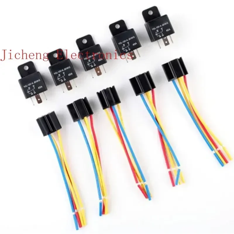Waterproof Automotive Relay 12V 24V 4pin 5pin 4P 5P 40A Car With Black Red Copper Terminal Auto Socket