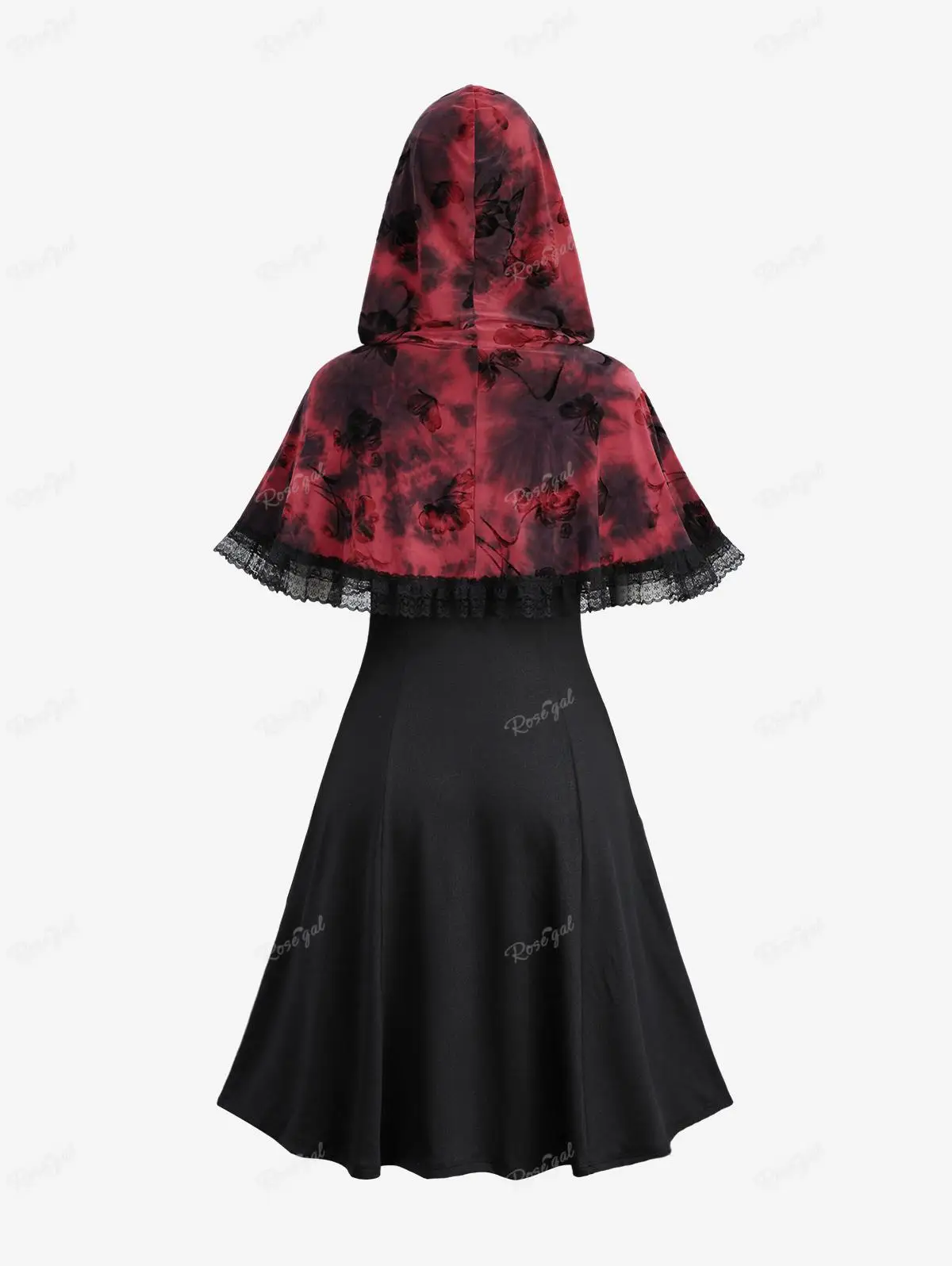 ROSEGAL Sukienki damskie Plus Size z peleryną z kapturem Wiosna Lato Bez rękawów Tie Dye Printed Lace Up Lace-back Dress Hoodie Cloak