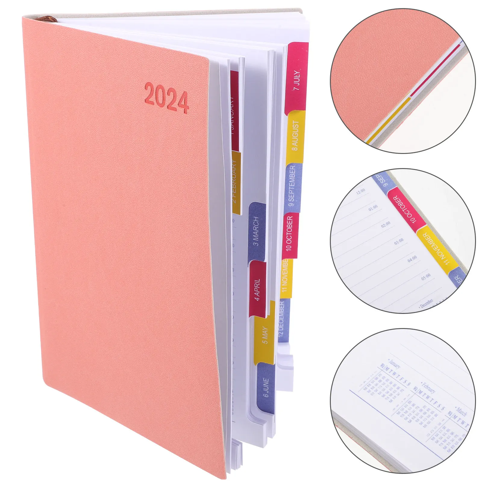 English Daily Planner 2024 Notebook Simple Fashionable Agenda Notepad for Students Office Teachers Weekly Monthly Schedule