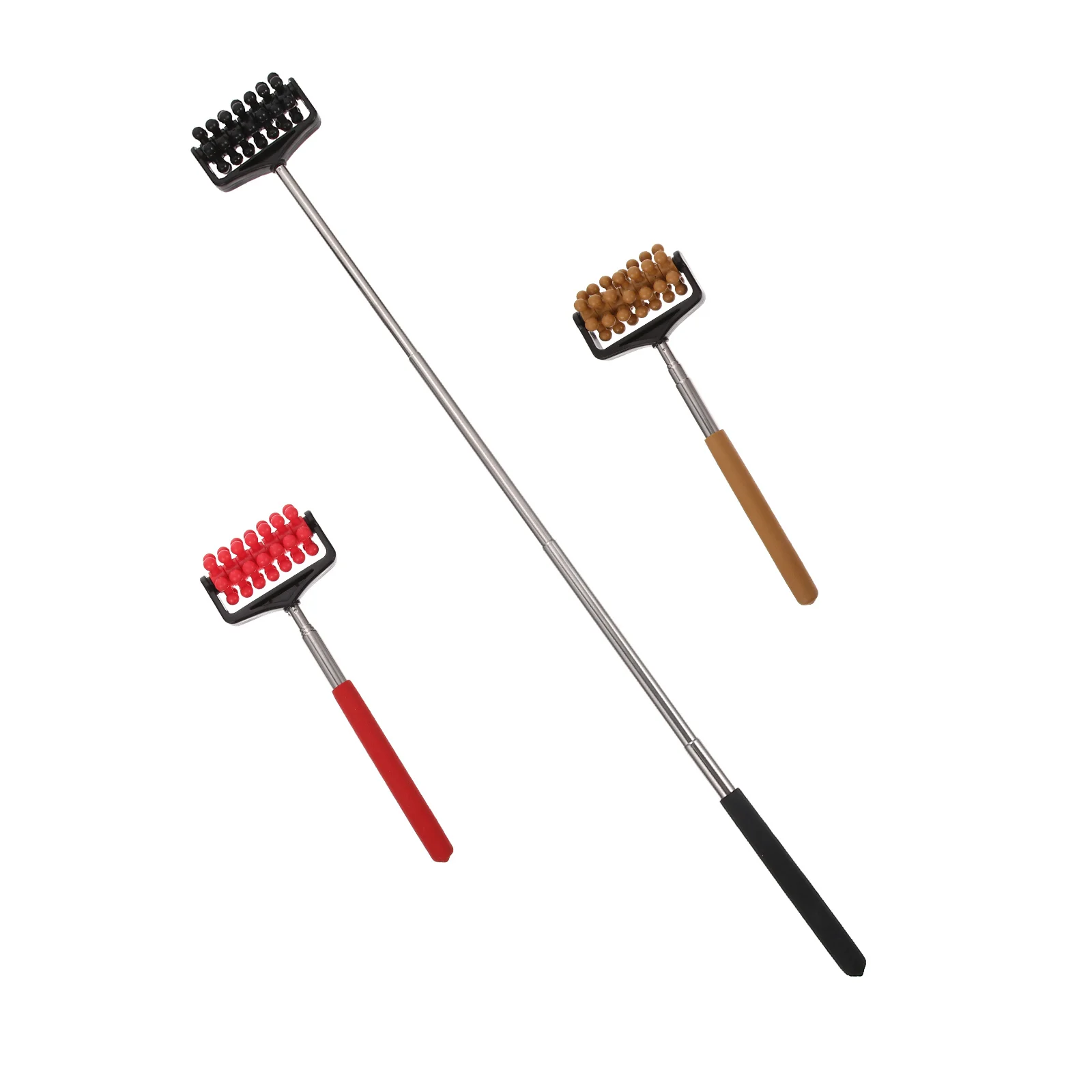 

3Pcs Telescopic Rolling Wheel Back Scratcher Extendable Portable Massaging Stick Stainless Steel Durable Itch Relief
