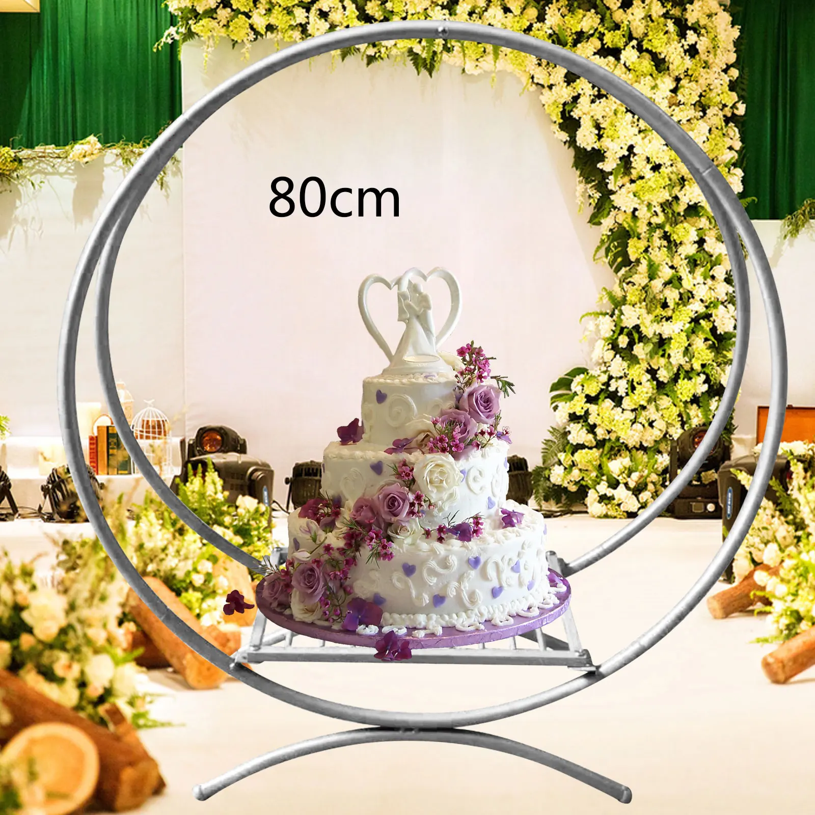 

Round Metal Wedding Arch Gold Double Hoop Wedding Party Background Flower Balloon Stand Decor Supplies for Party 60/77/80cm