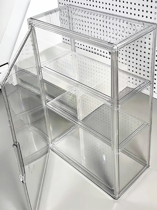 アクリルデスクトップ収納ボックスディスプレイケース大容量プラスチック防塵フィギュアコレクタブルオーガナイザー三角形形状