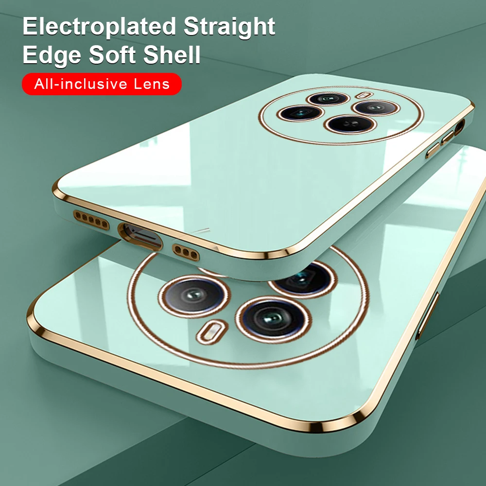 Realmi 12 Pro Plus 5G Case New Straight Edge Electroplating TPU Soft Cover For Realme 12 Pro+ 5G Protect Lens  Shockproof Coque