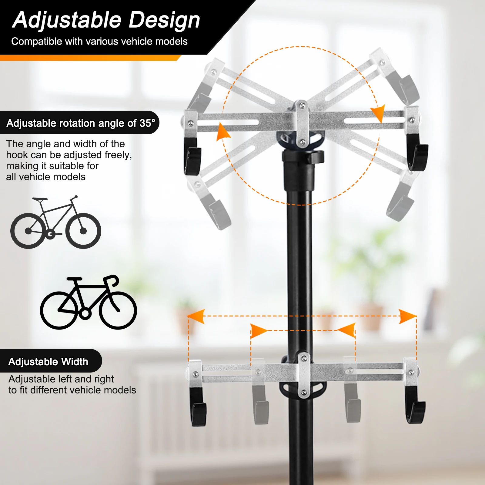 

Fully Adjustable Garage Bike Hanger Space Saving Freestanding Gravity Bike Stand No Drilling Required Holds MTB Road And Ebike