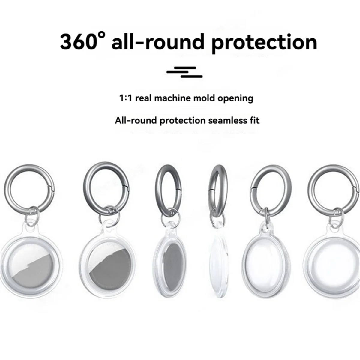 AAAE Waterproof Transparent TPU Case for Anti-Lost Keychain Holder for Keys Tracker Protective Cover White