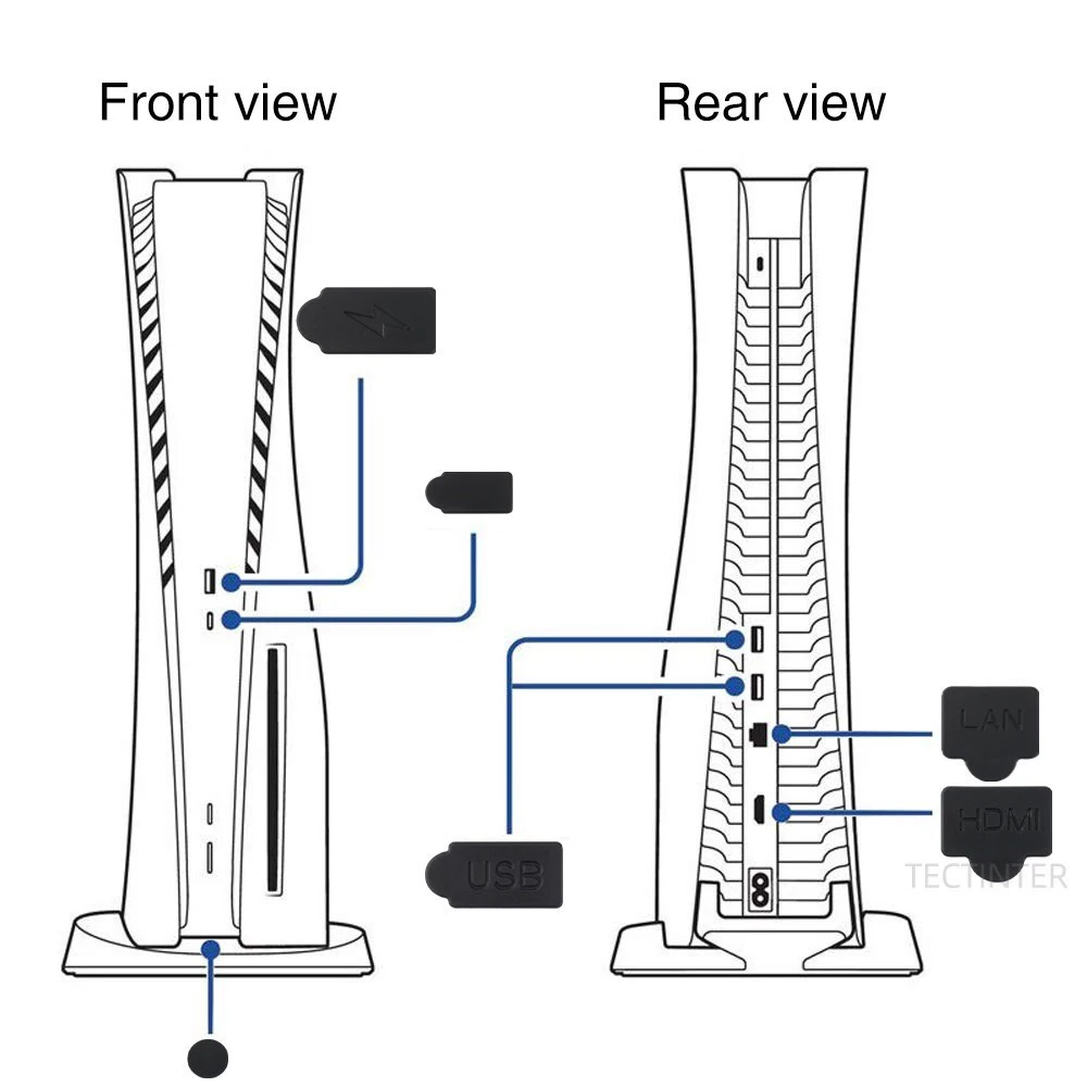 7 PCS/set Dust Plug For PS5 game console Silicone Dust Protector Anti-dust Cover Dustproof Plug for PS5 Game Console Accessories