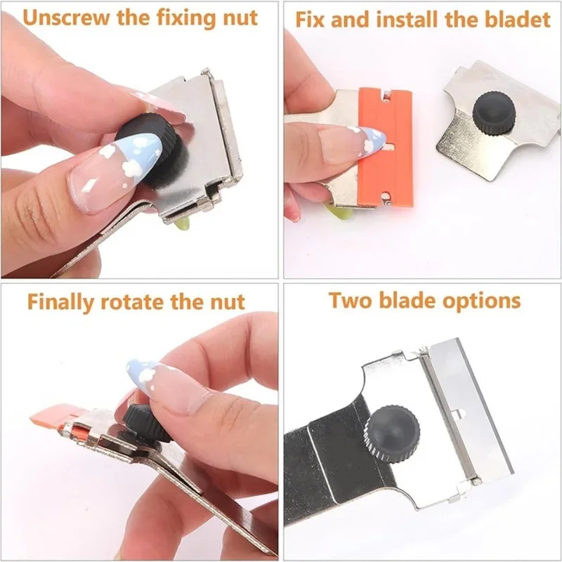 Multi-Purpose Long Handle Scraper with Blades – Adhesive Remover for Glue, Decal & Car Window Glass Cleaning