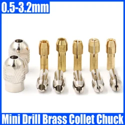 0.5-3.2mm Mini Drill Brass Collet Chuck And M7 M8 Nut Micro Drill Chuck Core For Rotary Tool Electric Grinder Accessories