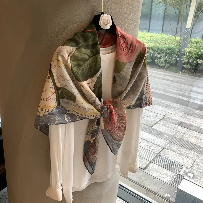 

Luxury Scarf Hijab Square Turban Female Headscarf Bandana Windproof Shawl Wraps Foulards Daily Femme Classic Neckerchief
