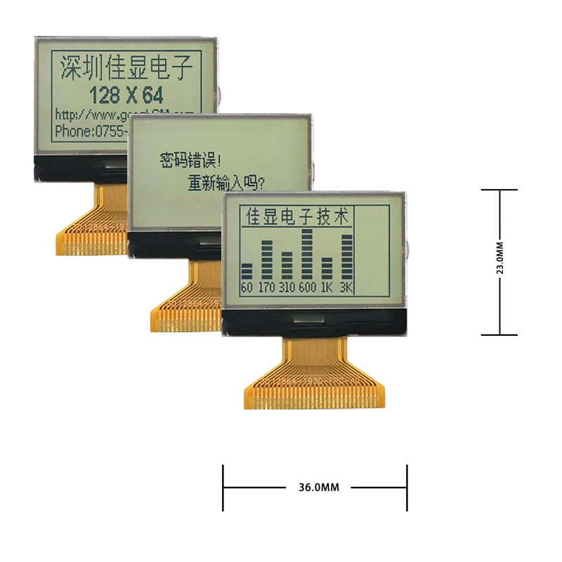 greatbuy ST7565R or ST7567 drive 3.3V power No backlight monochrome12864-12 1.5 inch cog spi lcd display module 128x64 dots