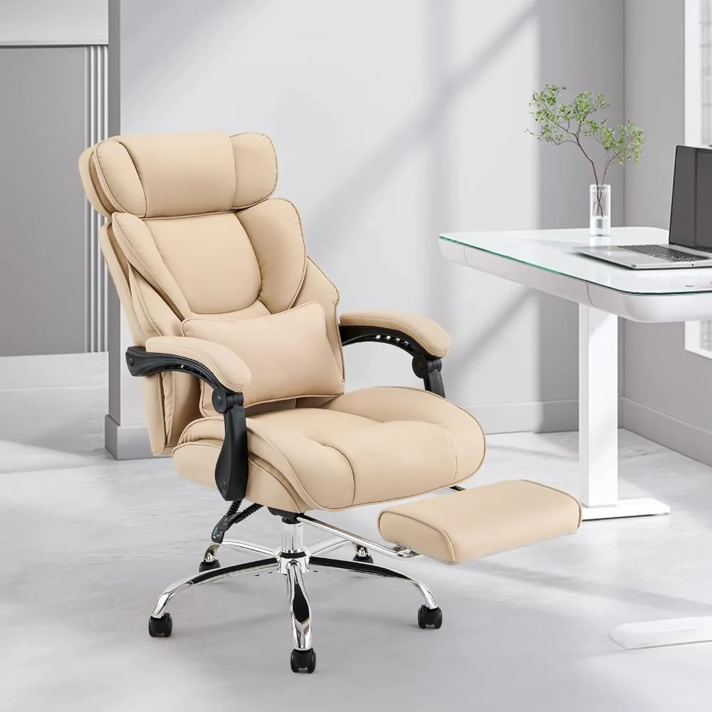 

Office chair with footstool - ergonomic computer chair with additional waist support pillow, large home office chair