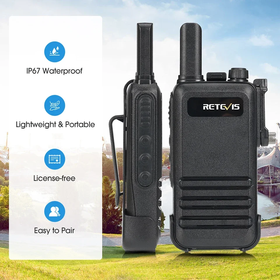 Retevis IP67 Waterproof Walkie Talkie Professional PMR FRS Mini Two Way Radio USB C Charging VOX for Surfing Kayak Camping RB647