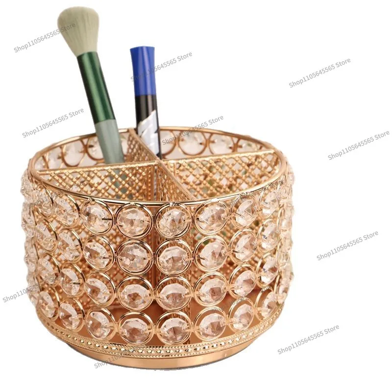 For European desktop bottom with rotating crystal storage cylinder Creative ornament Multifunctional storage cylinder